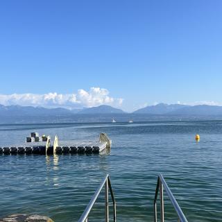 Plage à Morges à quelques  minutes à pied de l'hotel Mont Blanc à Morges